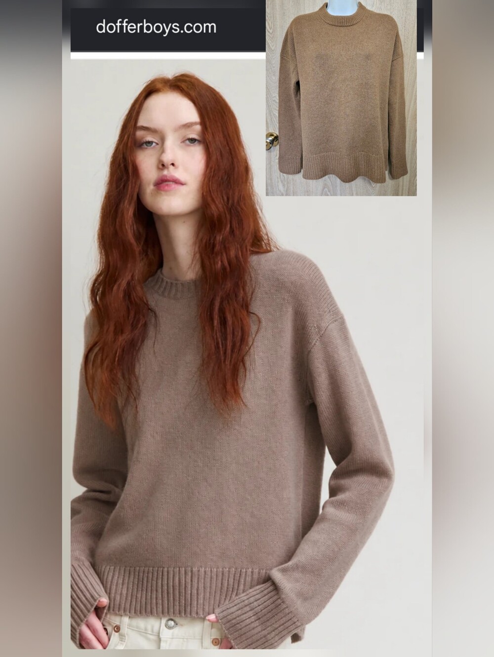 Doffer Boys 100% Cashmere Luxurious Thick Sweater DARK CAMEL Tan Oversize Small